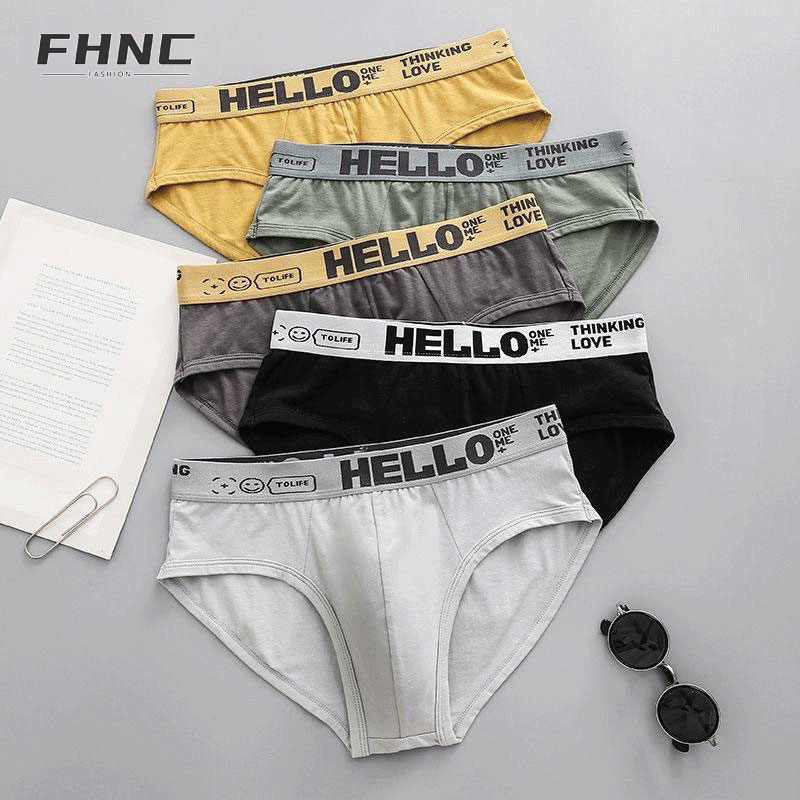 รูปสินค้า Fhnc 5 Pieces Men's Underwear, Fashionable, Breathable Underwear, Cotton Lining, Antibacterial, Comfortable to Wear, Sof