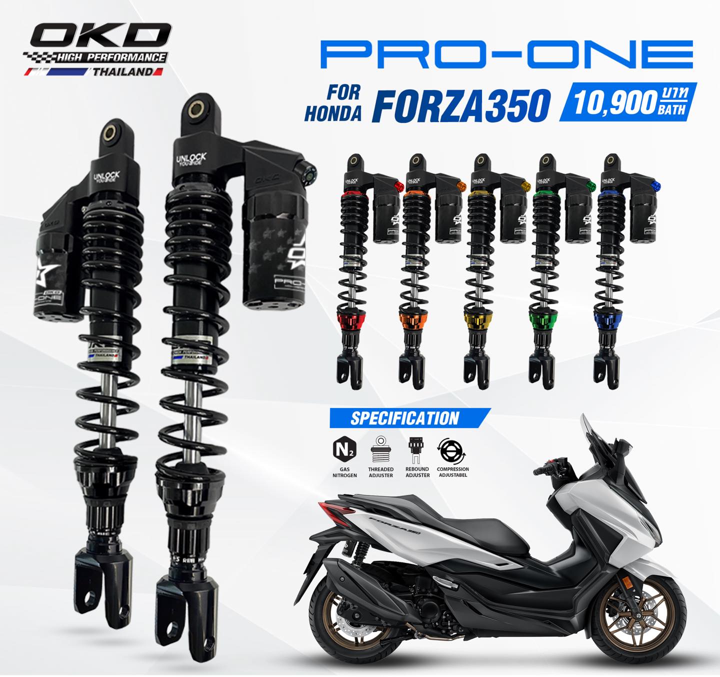 Rear Shock Okd Pro-One, Adjustable in 3 Points, for Forza 300 / Forza350 2018-2024 ราคา 13,189 บาท*ส่งฟรี