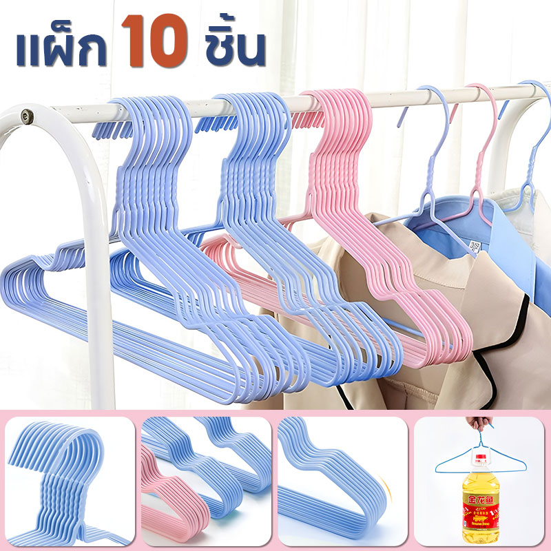[10 ชิ้น]PACKONE ไม้แขวนเสื้อ 40cm ไม้แขวนเสื้อผู้ใหญ่ ไม้แขวนเสื้อกันลื่น ไม้แขวนเสื้อผู้ใหญ่ แข็งแกร่งและมั่นคง ไม้แขวนแพ็ค