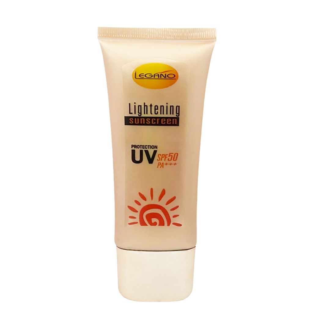 LEGANO Lightening Sunscreen SPF 50 PA+++ ครีมกันแดด สูตรกันน้ำ เนื้อครีมทาง่าย บางเบา ไม่ทิ้งคราบ คุมความมัน ไม่อุดตัน ปกปิดรอยสิว ฝ้า กระ 80ml.