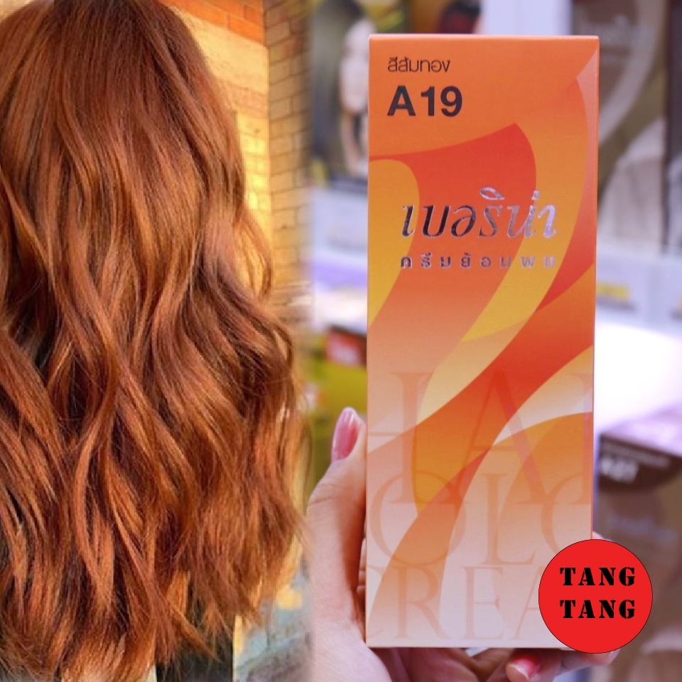 Berina Hair Color A19 สีส้มทอง สีผมเบอริน่า เปล่งประกาย ติดทนนาน ครีมเปลี่ยนสีผม  สีแฟชั่น ปริมาณ 60 Ml. | Lazada.Co.Th