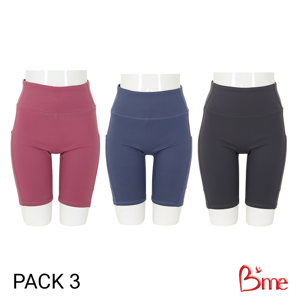 B'me กางเกงออกกำลังกายขาสั้น รุ่น MER302 (แพ็ก3ตัวคละสี) สีเทา สีเทาเข้ม สีชมพู ราคา 1,290 บาท*ส่งฟรี