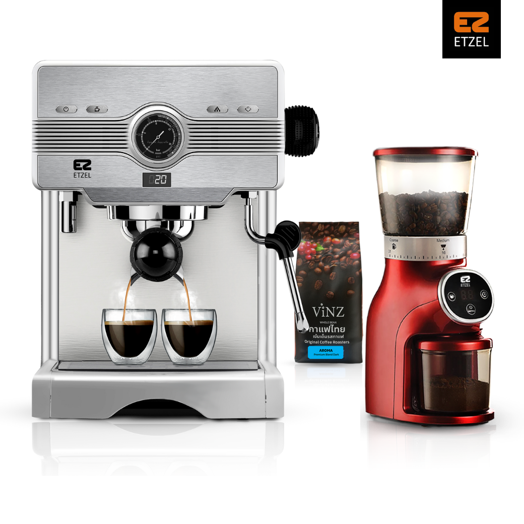 ส่งฟรี! Professional Setสำหรับเปิดร้าน เครื่องชงกาแฟETZEL SN603 + เครื่องบดเมล็ดกาแฟSN9401D ฟรีเมล็ดกาแฟ VINZ 250 กรัม ราคา 9,490 บาท*ส่งฟรี