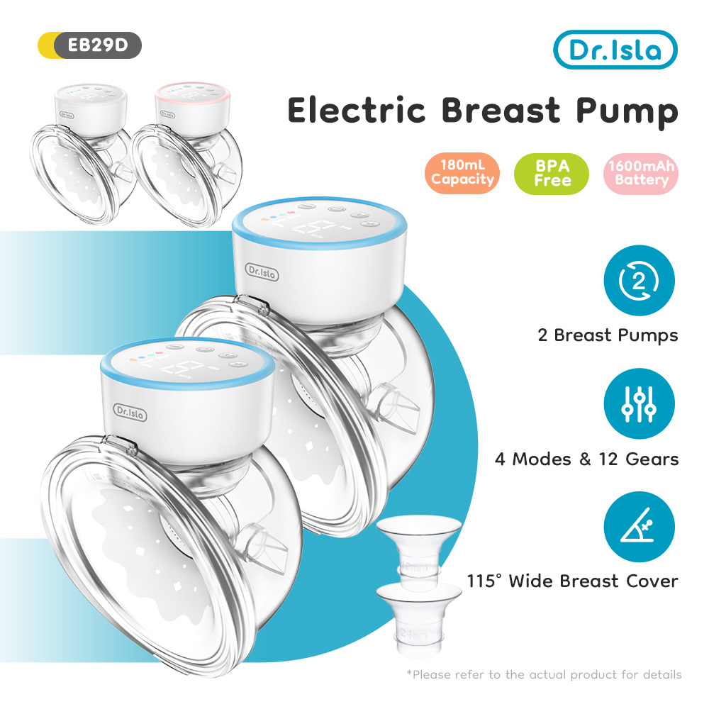 Dr.isla wearable electric breast pump automatic milking machine with massage function, USB charging, hands free, BPA free, 9 suction strength adjustable, no pain, breast massage my376 eb29 ราคา 99 บาท*ส่งฟรี