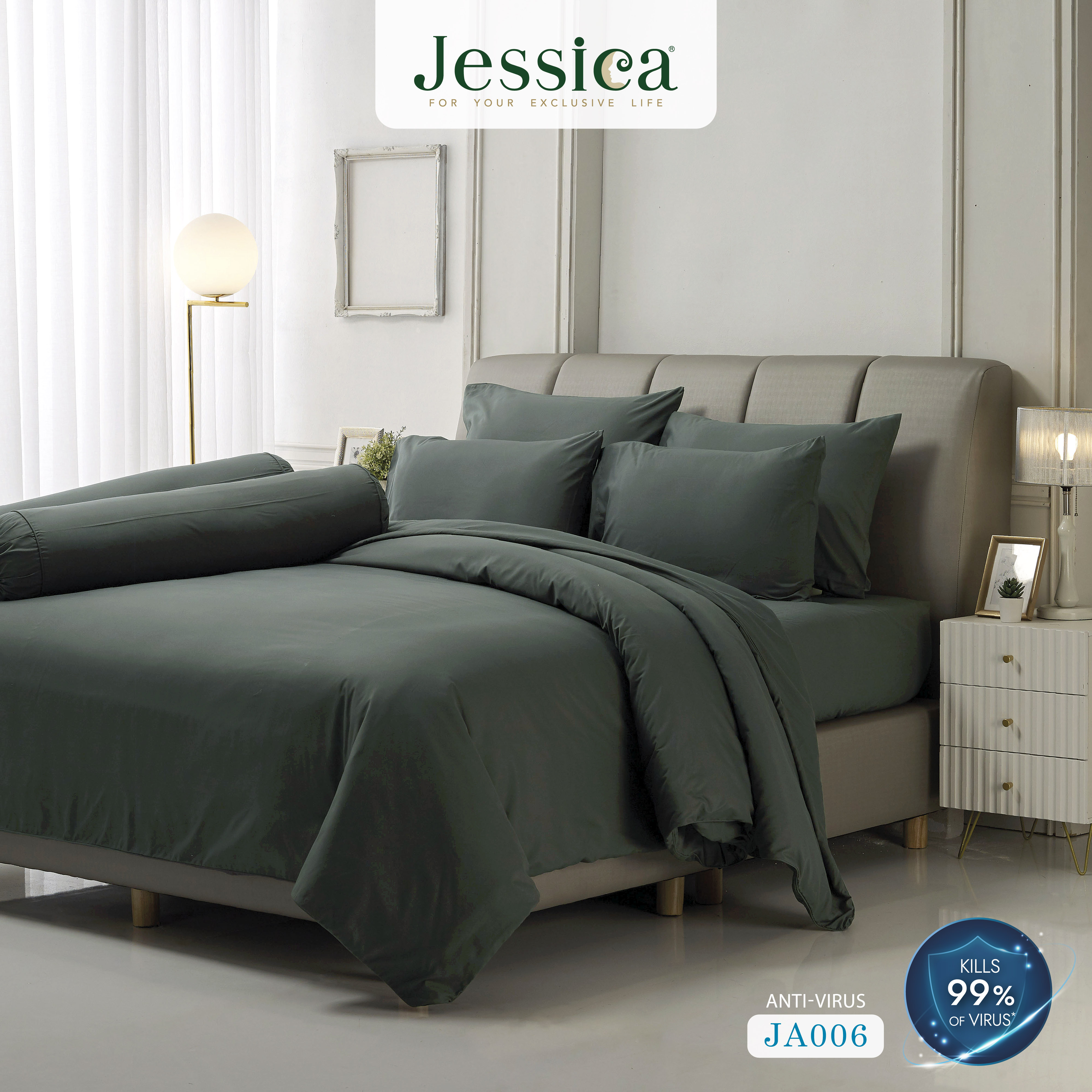 Jessica Anti-Virus JA006 ชุดเครื่องนอน ผ้าปูที่นอน ผ้าห่มนวม เจสสิก้า แอนตี้ไวรัสสามารถยับยั้งไวรัสได้อย่างมีประสิทธิภาพ ราคา 1,390 บาท*ส่งฟรี