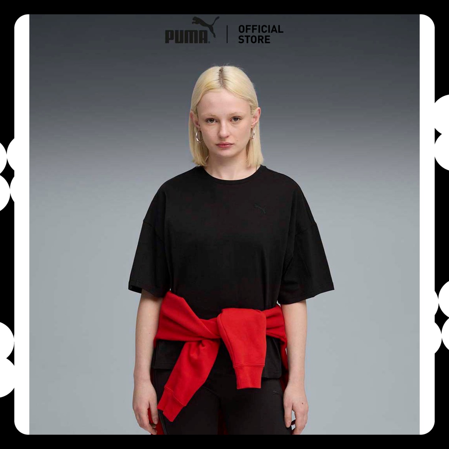 PUMA Basics HER Oversized Tee Women Black - 68814801 ราคา 792 บาท*ส่งฟรี