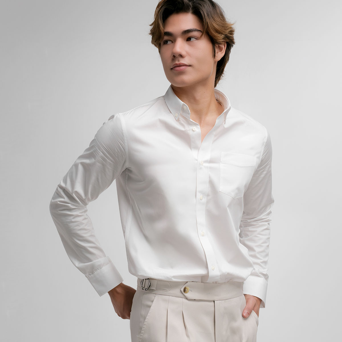 era-won Premium Quality เสื้อเชิ้ต ทรงปกติ Ultrafine Dress Shirt แขนยาว สี Double White (ป้ายใหม่) ราคา 950 บาท*ส่งฟรี