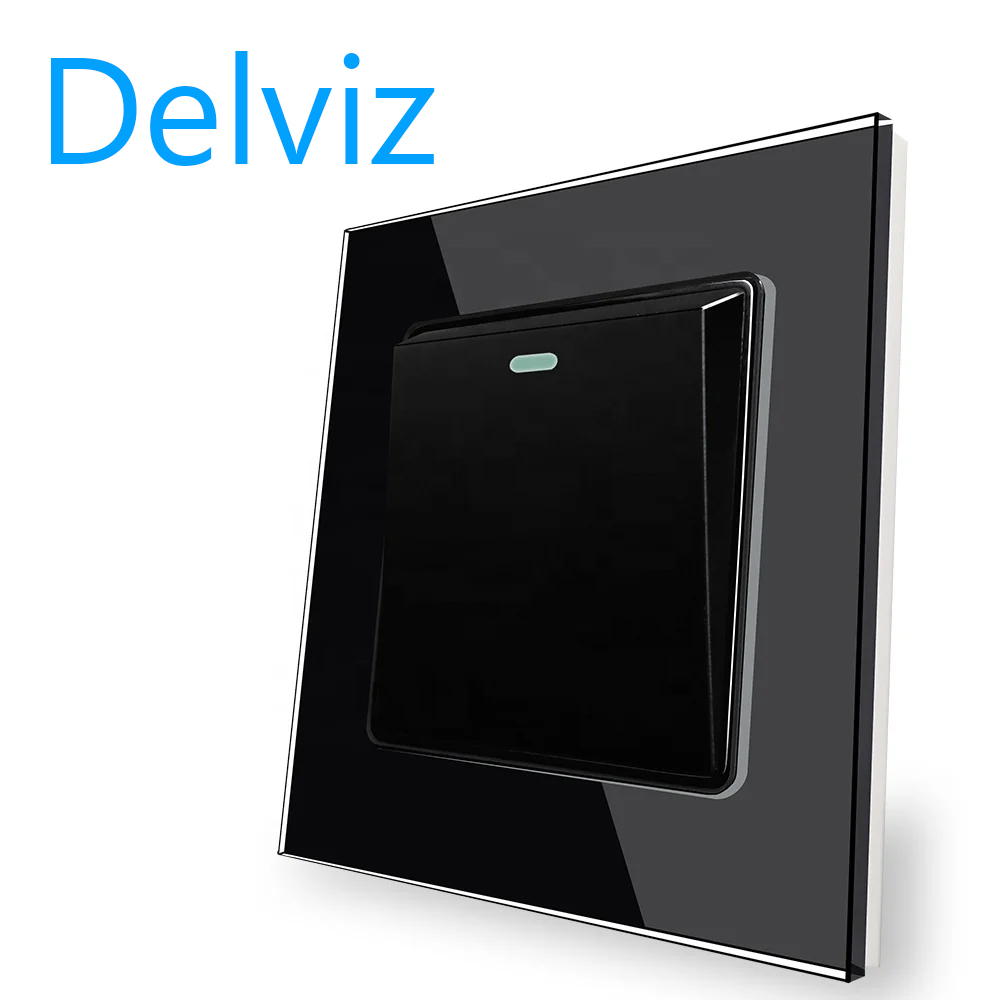 Delviz toughened crystal switch panel, ac 110v~250v square power controller,glass 1.2.3.4 gang 2 way push button wall light switch