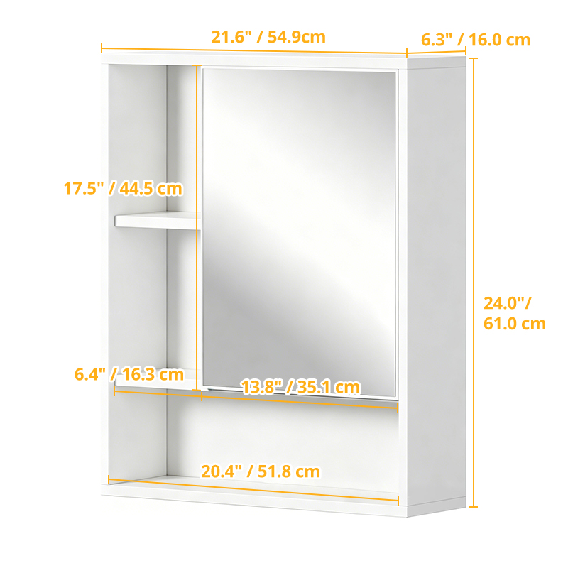 Modern-Manor กระจกติดผนังห้องน้ำ ชั้นวางของ 2 สี น้ำตาลและขาว พร้อมการจัดส่งภายใน 24 ชั่วโมง