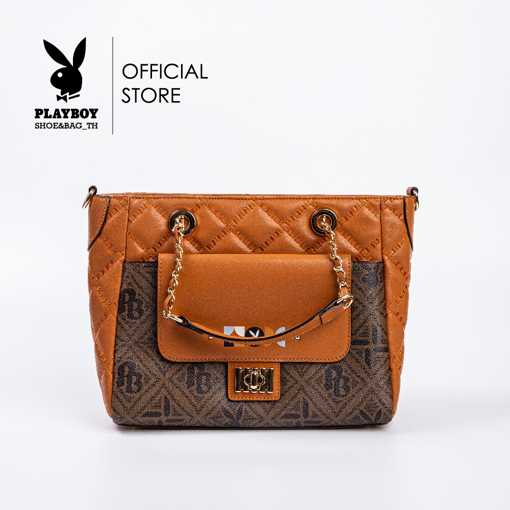 Playboy ST-B233PB541 women messenger bag design PVC Vane shopping bag 2 colors brown and gray ราคา 1,750 บาท*ส่งฟรี