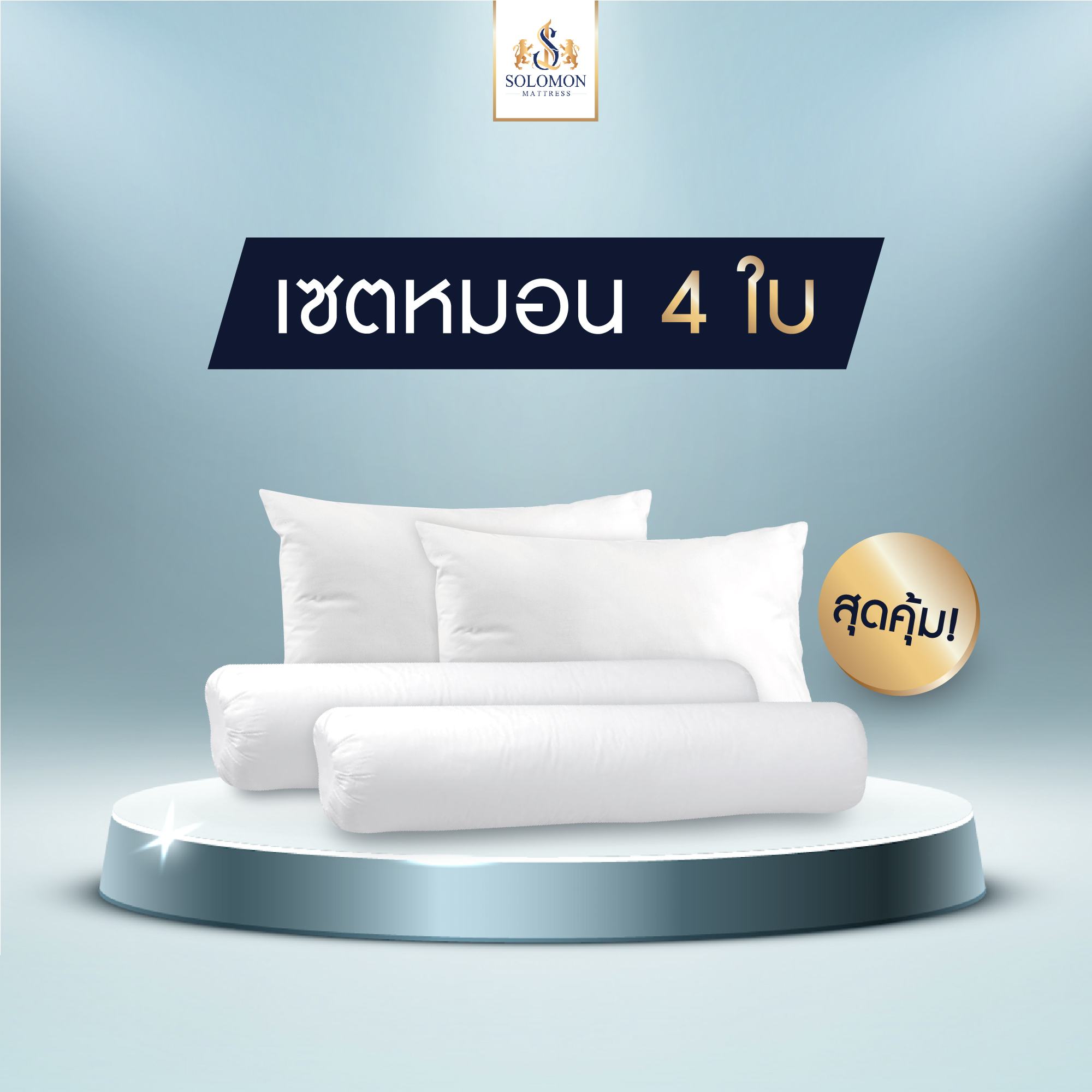 Solomon 2 bolster pillows, 2 bolster pillows, white color, best value set ราคา 440 บาท*ส่งฟรี