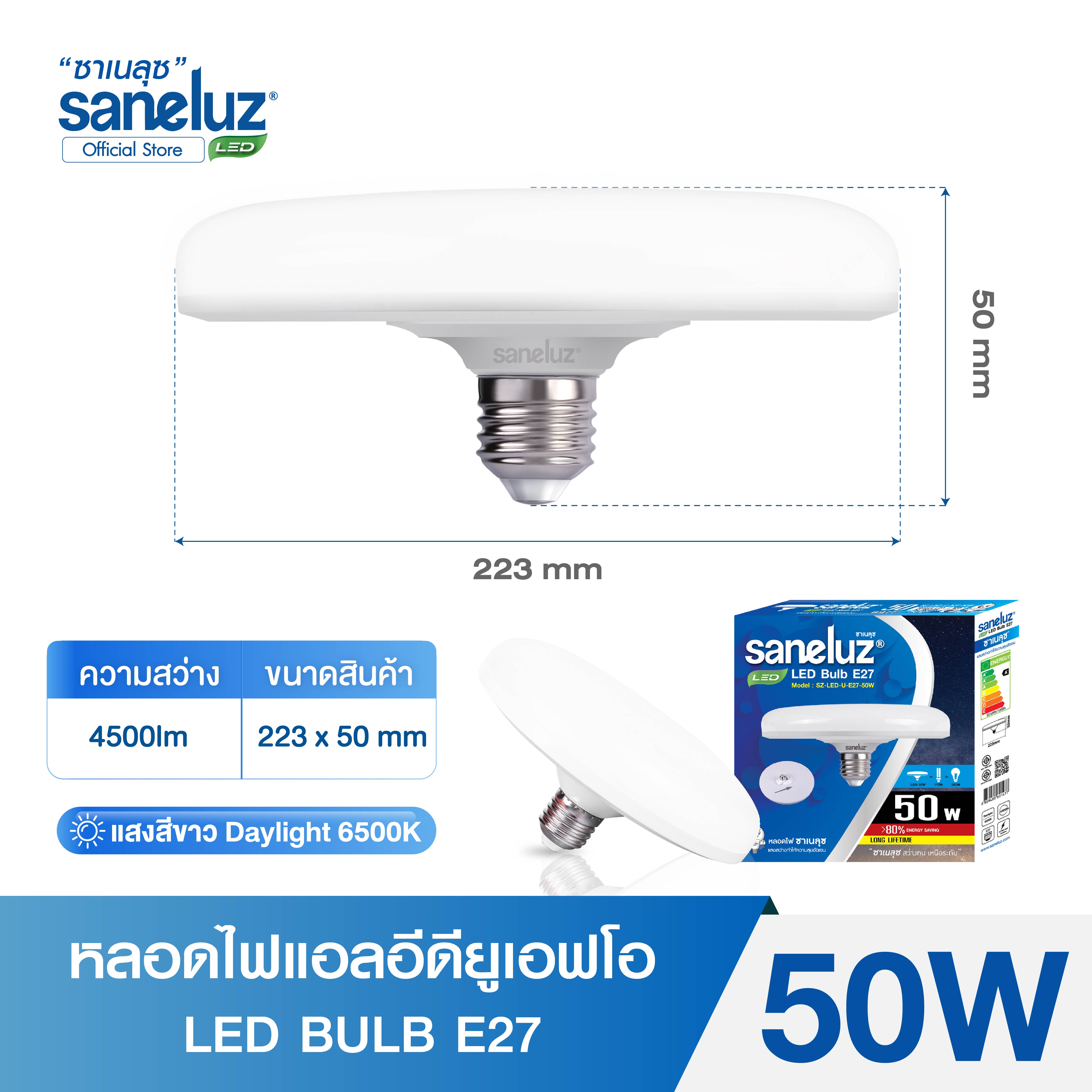 Saneluz Whole Box of 60 Lamps, Led Ufo Bulbs, 50W, E27 Socket, White Light, Daylight, Ac220V, Ufo Lights Illuminate Everywhere, Save Energy, 1 Year Warranty. ราคา 5,400 บาท*ส่งฟรี