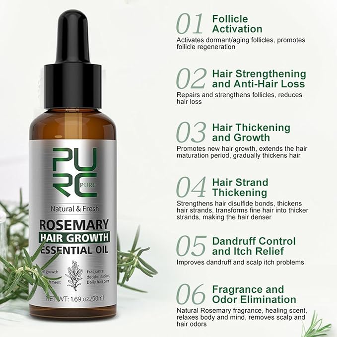 Rosemary Oil for Hair Growth - Organic Rosemary Oil for Hair, 50 Ml, Hair Oil, Scalp Massager, Rosemary Essential Oils for Split Ends, Dry Scalp, Treatment Against Hair Loss Joberio ราคา 458 บาท*ส่งฟรี