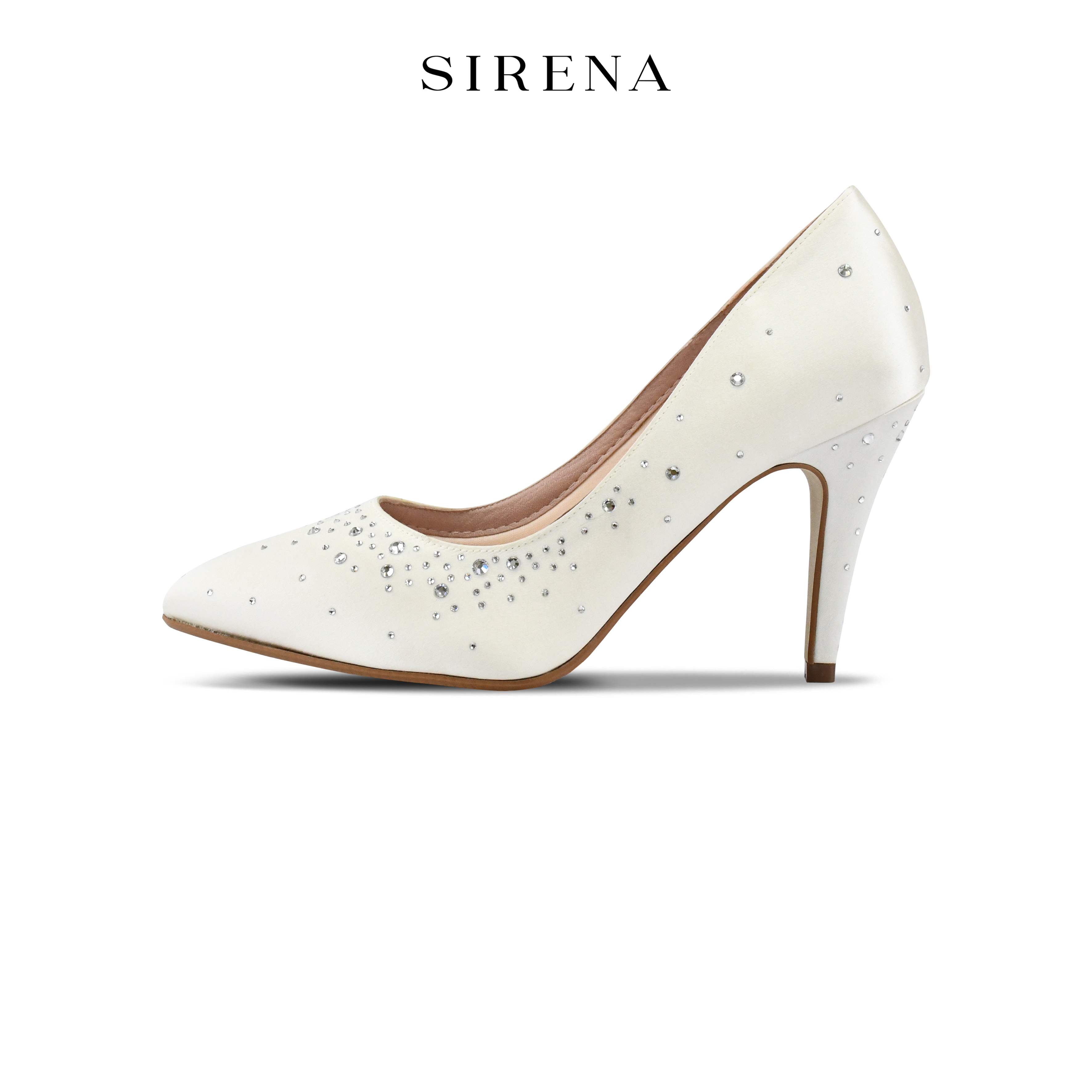 SIRENA Wedding Shoes Perry 3.7 Inch Heels Stiletto Pumps with Swarovski Crystal Decoration in Ivory ราคา 5,500 บาท*ส่งฟรี
