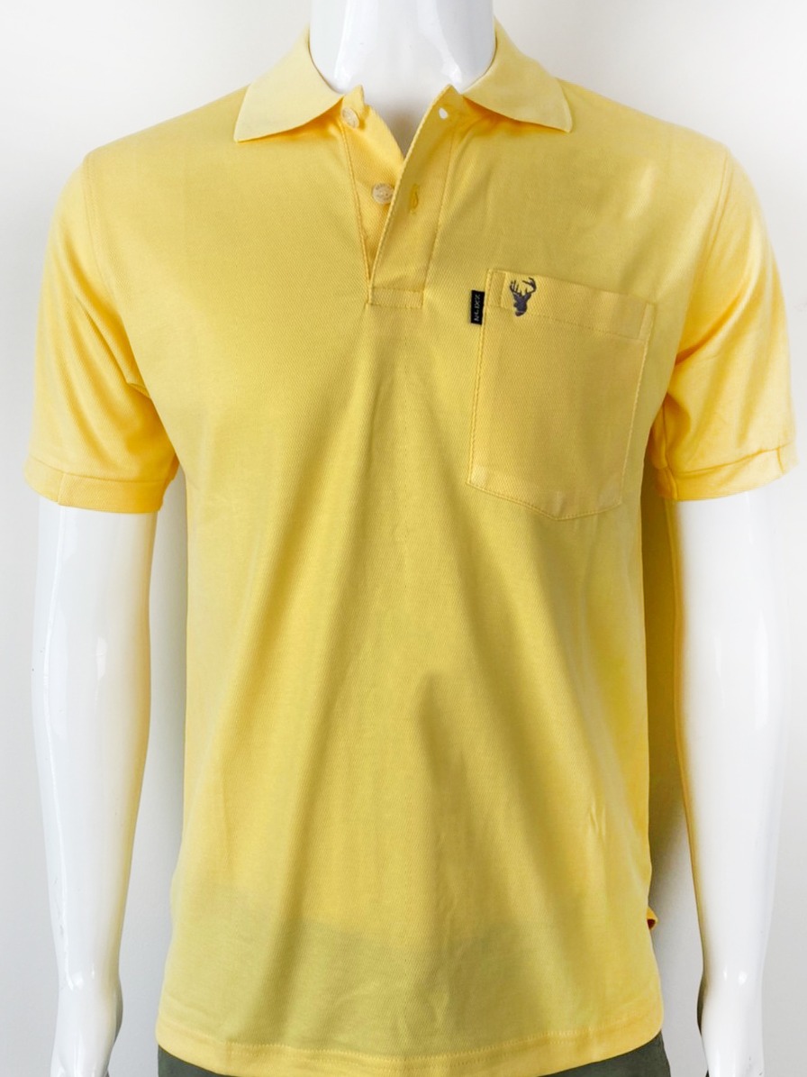 เสื้อโปโลสีเหลือง ยี่ห้อ Next-J2 ผ้า Cool Dry Tech (Polo Shirt)  มีหลายไซส์ให้เลือก ไซส์ M -38 นิ้ว / ไซส์ L -42นิ้ว