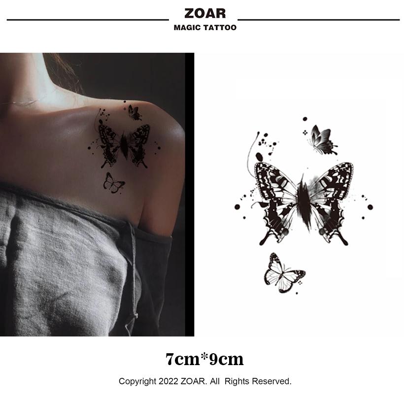 COD แทททู ZOAR L02Magic tattoo ผีเสื้อ สติ๊กเกอร์รอยสัก กันน้ำ รอยสัก ลายสัก 15 วัน สีดำ