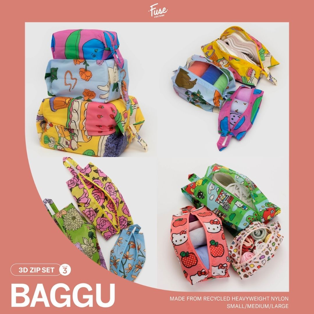 พร้อมส่ง BAGGU 3D Zip Set กระเป๋าใส่ของอเนกประสงค์ เหมาะสำหรับการใส่ของเดินทาง เซตละ 3 ชิ้น ราคา 1,209 บาท*ส่งฟรี