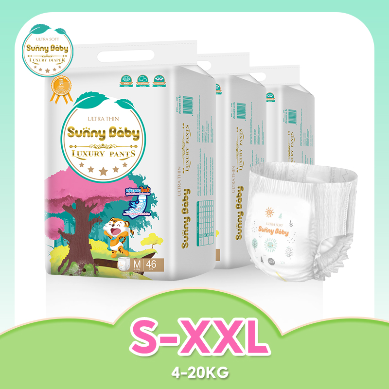 [ยกลัง] Sunny Baby Luxury Tape&Pants ( 3แพ็ค ) Size NB-XXL ซันนี่เบบี้ ผ้าอ้อมพรีเมี่ยม กางเกงผ้าอ้อมเด็ก แพมเพิสเด็ก ผ้าอ้อมเด็กสำเร็จรูป ราคา 897 บาท*ส่งฟรี
