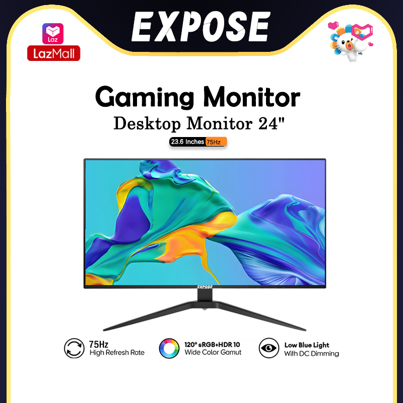 Expose 24 inch computer monitor, 75Hz Monitor, 22 inch monitor, 27 inch computer monitor, 19 inch full curved monitor, seamless computer monitor, Ultra HD LED IPS 1Ms hdmi/dp/vga 1 year warranty ราคา 1,199 บาท*ส่งฟรี