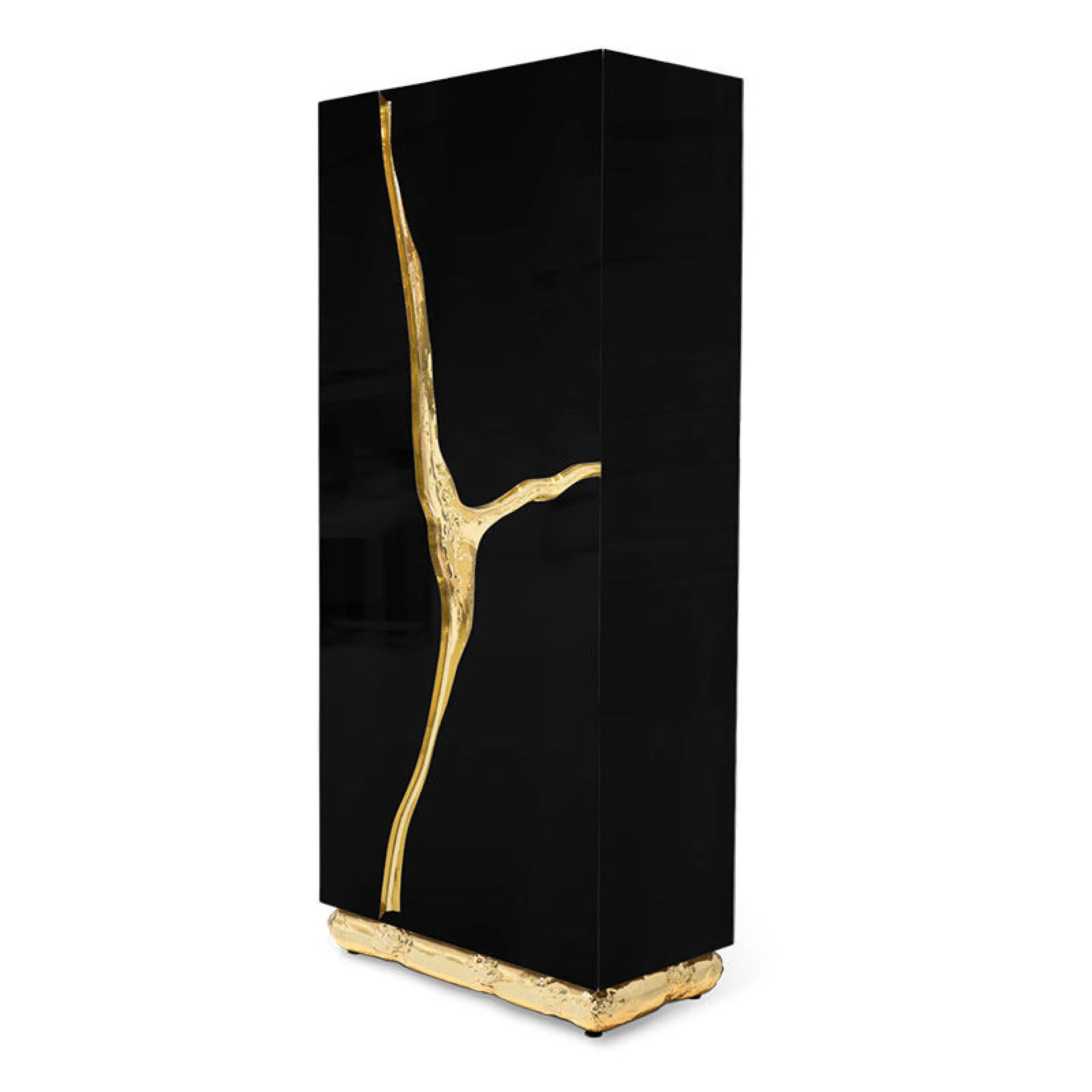Bunise D029 Luxury Storage Cabinet Art Design Bar Cabinet with Gold Lines, High-End Workmanship, Modern Luxury Cabinet, Home Decoration Display Cabinet, Soft-Close System, Premium Gold Interior.