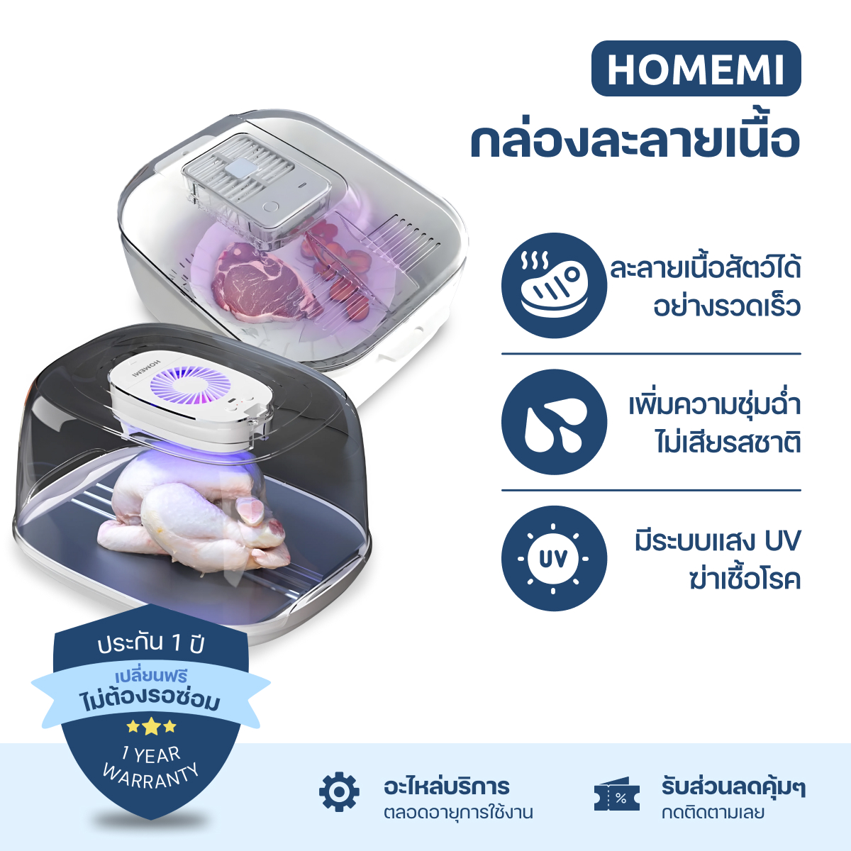 Homemi กล่องละลายเนื้อ Meat Thawing Box ละลายเนื้อไว เนื้อชุ่มฉ่ำขึ้น ราคา 719 บาท*ส่งฟรี