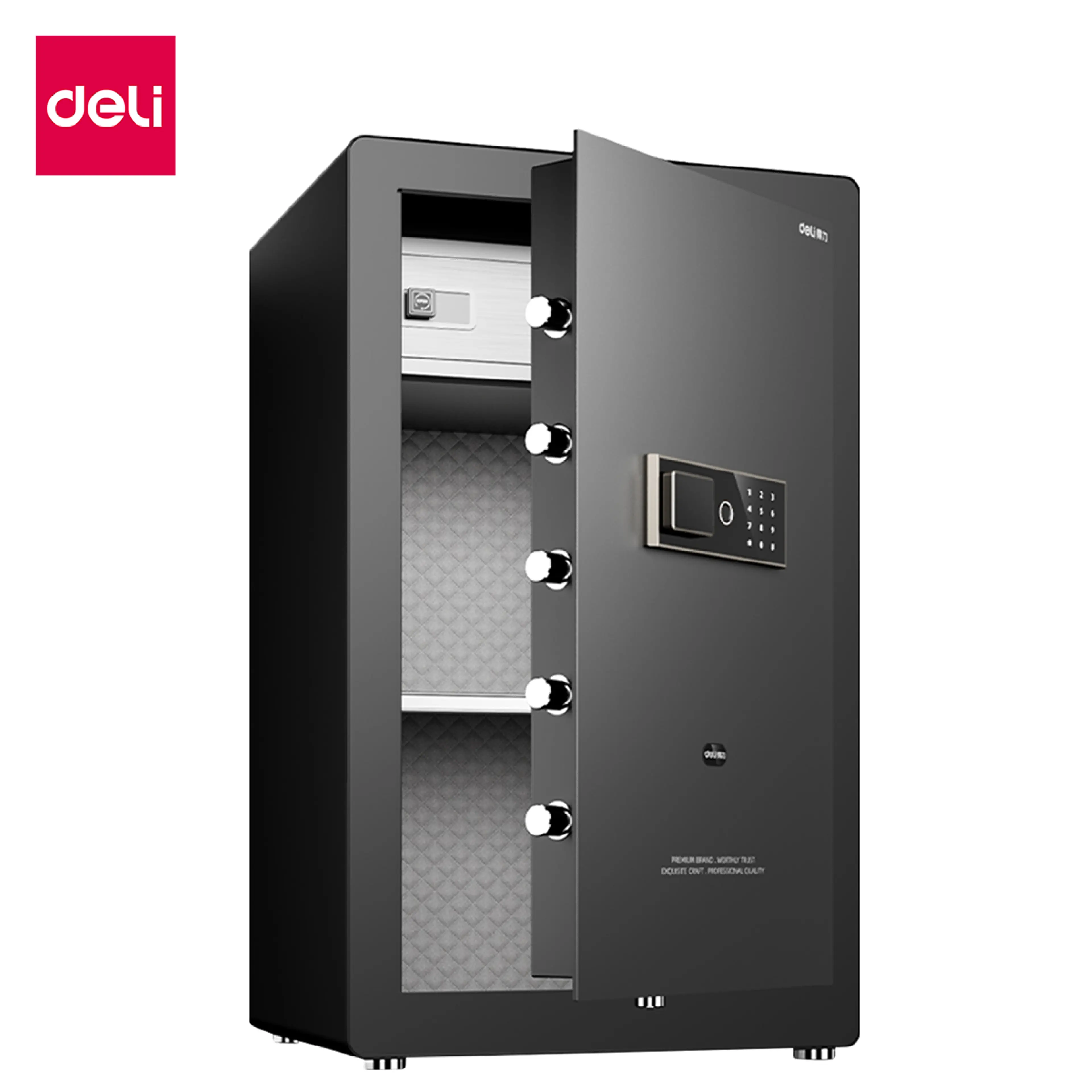 Deli Safe Deposit Box Fingerprint Lock System Safe Deposit Box Password and Key Advanced Security Extra Thick Doors Safe Box