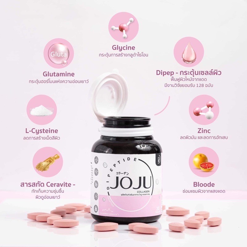 Joju Collagen คอลลาเจนจากปลาน้ำจืด แพคเกจใหม่ ( 30 เม็ด ) ราคา 178 บาท*ส่งฟรี