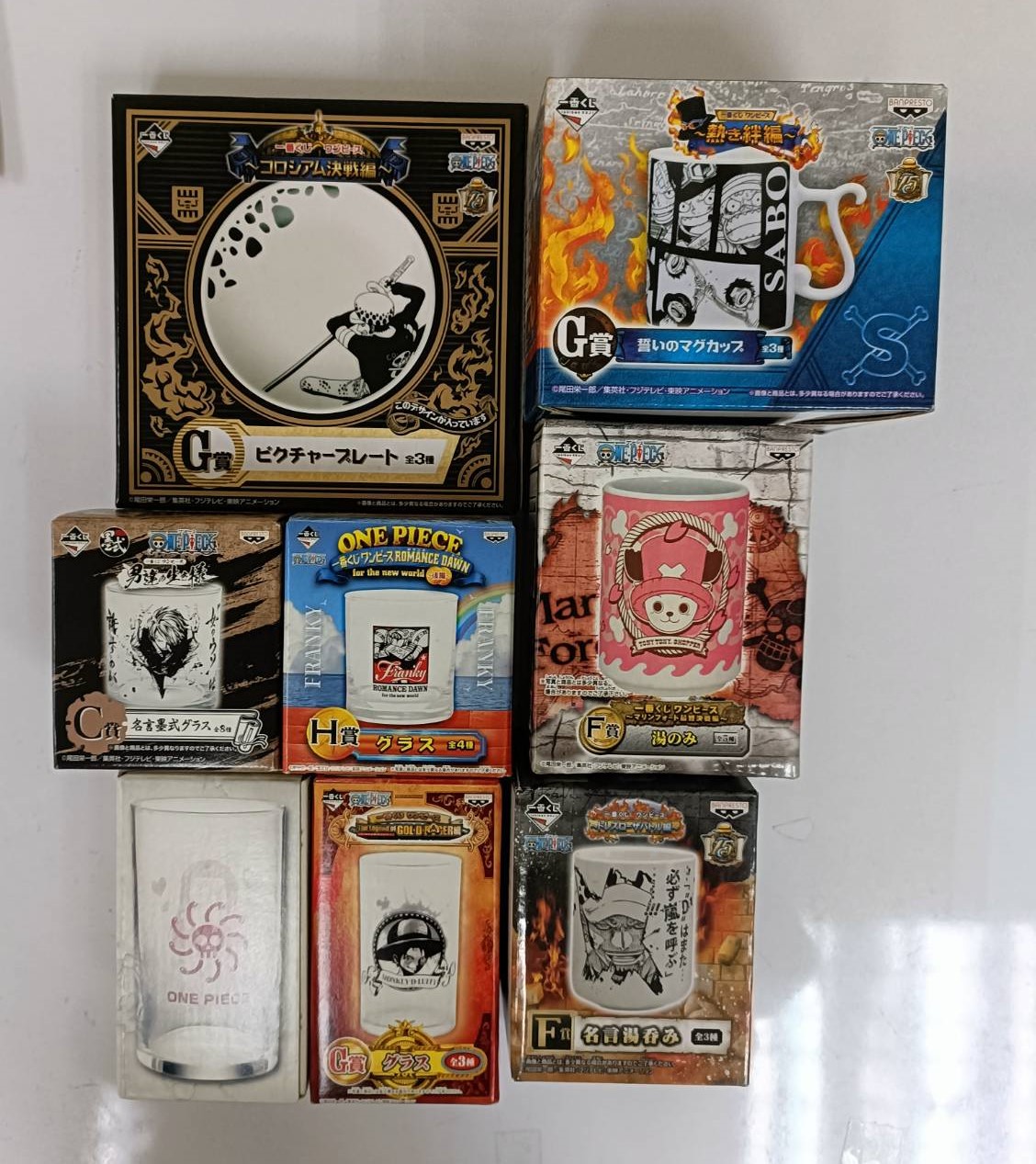 Ichiban Kuji One Piece - Glass Cup - จาน แก้วน้ำ วันพีช งานจับฉลาก - มือ1 (แกะกล่องเช็ค) ลิขสิทธิ์แท้ lot Japan แมวทอง ราคา 130 บาท*ส่งฟรี