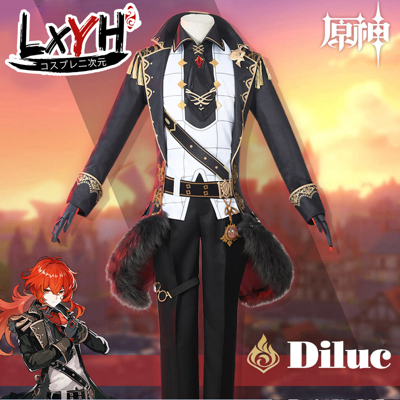 [LXYH- COSER KING] Game Genshin Impact Diluc Ragnvindr Cosplay Costume Dress Wig Props เครื่องแต่งกายคอสเพลย์ การ์ตูนอะนิเมะ ชุดแฟนซี ราคา 3,098 บาท*ส่งฟรี