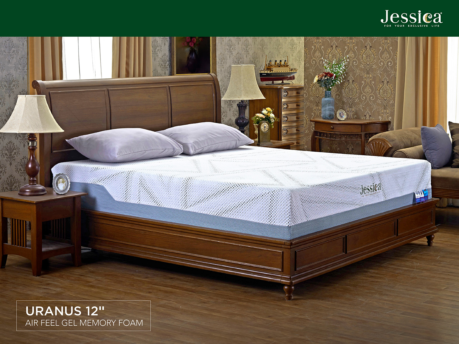 JESSICA รุ่น URANUS (ยูเรนัส) ที่นอนระบบรักษาความเย็นด้วยแอร์ฟิลเจลเมมโมรี่โฟม หนา 12 นิ้ว รับประกันสินค้า 15 ปี ราคา 72,000 บาท*ส่งฟรี