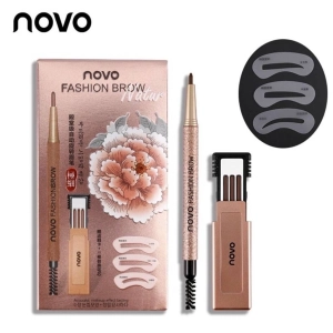 ภาพหน้าปกสินค้าดินสอเขียนคิ้ว แบบหมุน แถมไส้ดินสอ + บล็อกคิ้ว 3ชิ้น พร้อมไส้ดินสอเปลี่ยน3แท่ง Novo Fashion Brow Eyebrow no.5146 โนโว ที่เกี่ยวข้อง