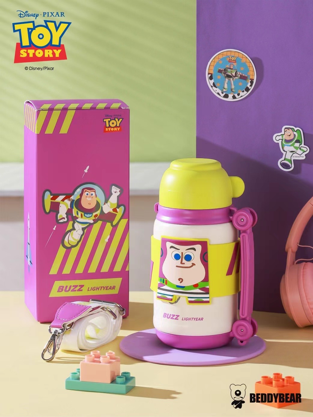 BeddyBearXToy Story กระติกน้ำสูญญากาศสแตนเลส เก็บอุณหภูมิ ร้อน/เย็น 2in1 หลอดดูด/แก้วเท พร้อมสายสะพาย รุ่น BB013TS-011BZ ขนาด 650 ml. ราคา 1,590 บาท*ส่งฟรี