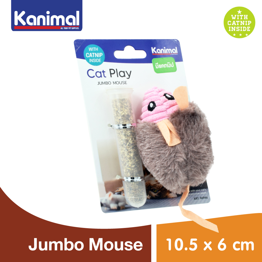 Kanimal Cat Toy Jumbo Mouse With Catnip Pack Interactive Toy For All Cats Size 10.5x6 cm. ราคา 77 บาท*ส่งฟรี