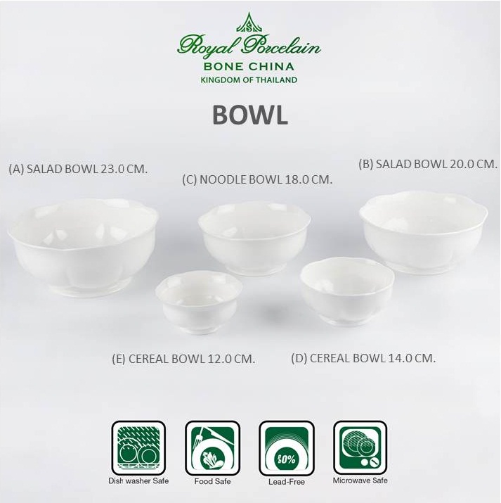 ถ้วย, ชาม BOWL, หม้อข้าว/ซุป SOUP TUREEN รุ่นวินเซอร์ WINDSOR ลวดลายสีขาว เนื้อโบนไชน่า Bone China เซรามิคเกรดพรีเมี่ยม ราคา 155 บาท*ส่งฟรี