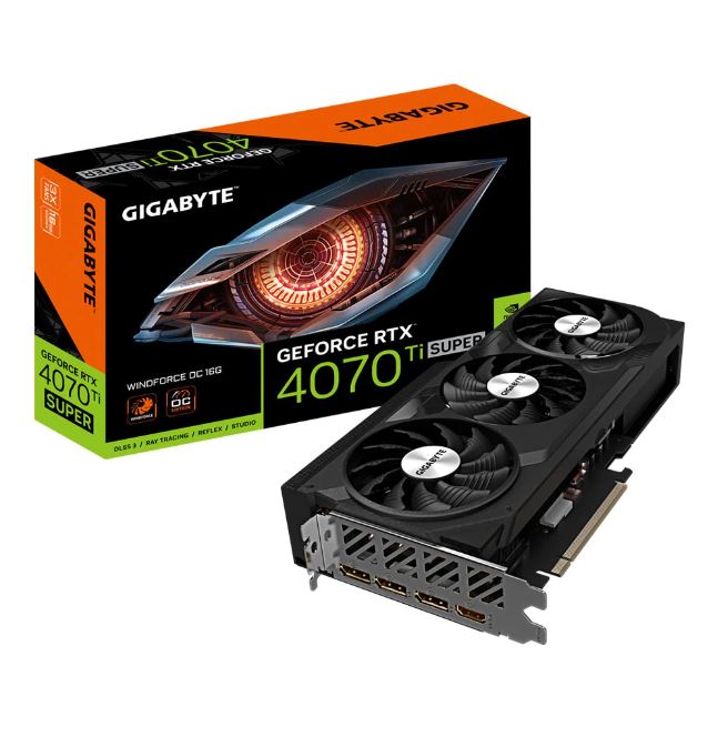 VGA (การ์ดแสดงผล) GIGABYTE GEFORCE RTX 4070 TI SUPER WINDFORCE OC 16G - 16GB GDDR6X (GV-N407TSWF3OC-16GD) ราคา 36,250 บาท*ส่งฟรี