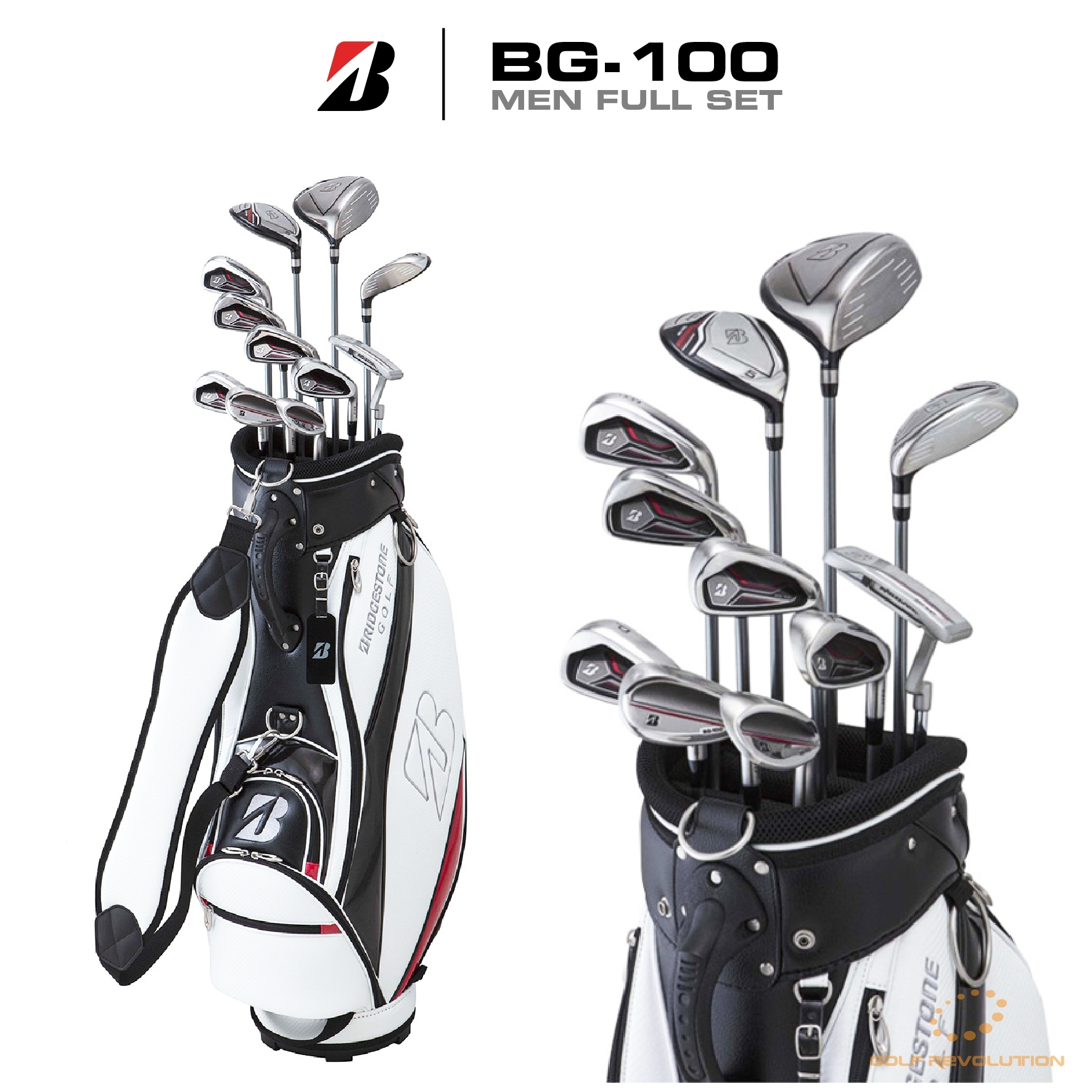 Full Set - Bridgestone รุ่น BG-100 (ชุดไม้กอล์ฟเซ็ท สำหรับผู้ชาย) [11 ชิ้น (1W,5W,4U,6-PW,AW,SW,PT) caddie bag] ราคา 29,980 บาท*ส่งฟรี