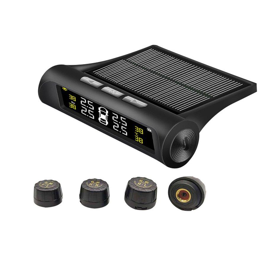 FCU Placement-X2 พลังงานแสงอาทิตย์การตรวจสอบแรงดันยางรถยนต์ระบบชาร์จพลังงานแสงอาทิตย์ดิจิตอล LCD