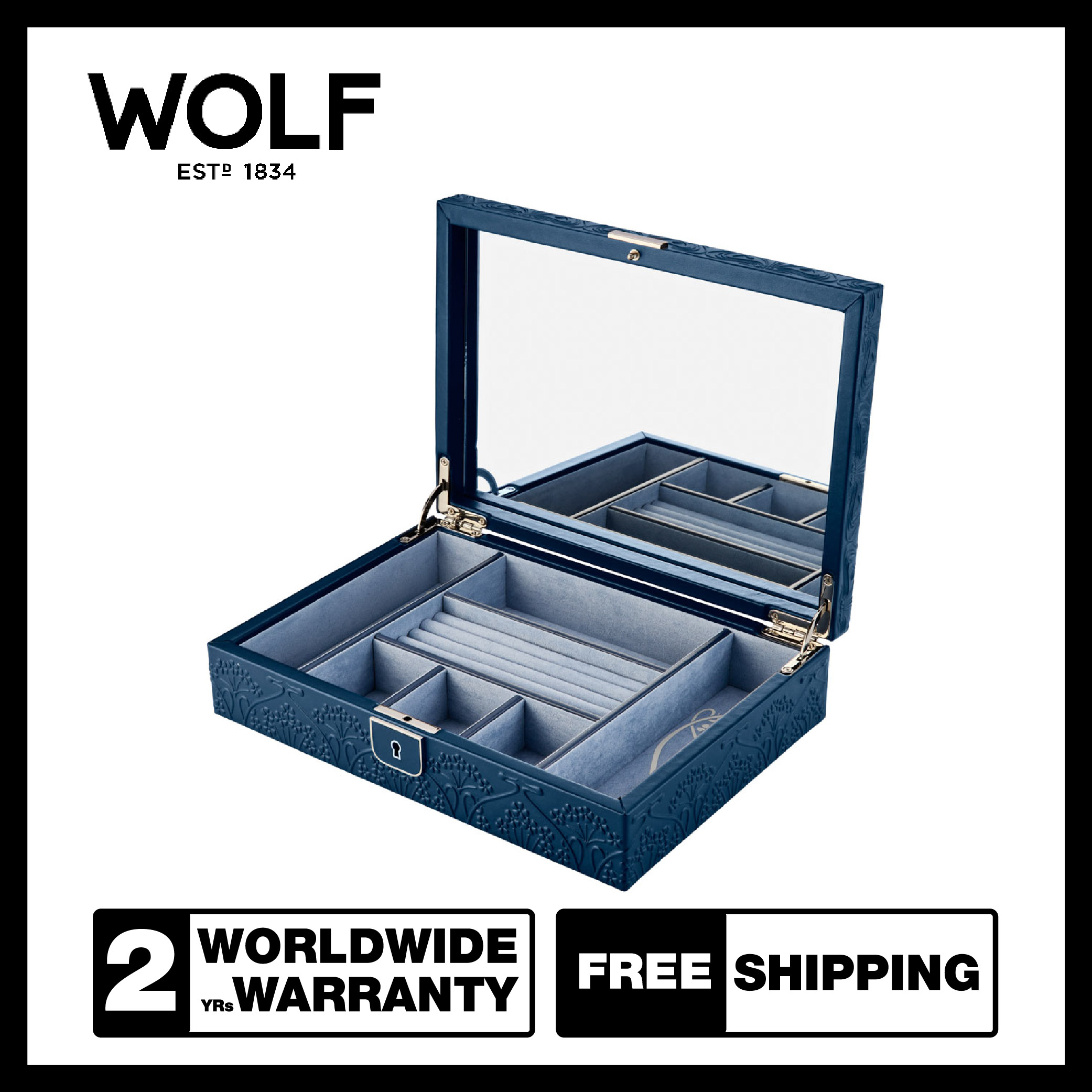 Wolf X Liberty All over Ianthe Medium Jewellery Box (Navy) ราคา 23,000 บาท*ส่งฟรี