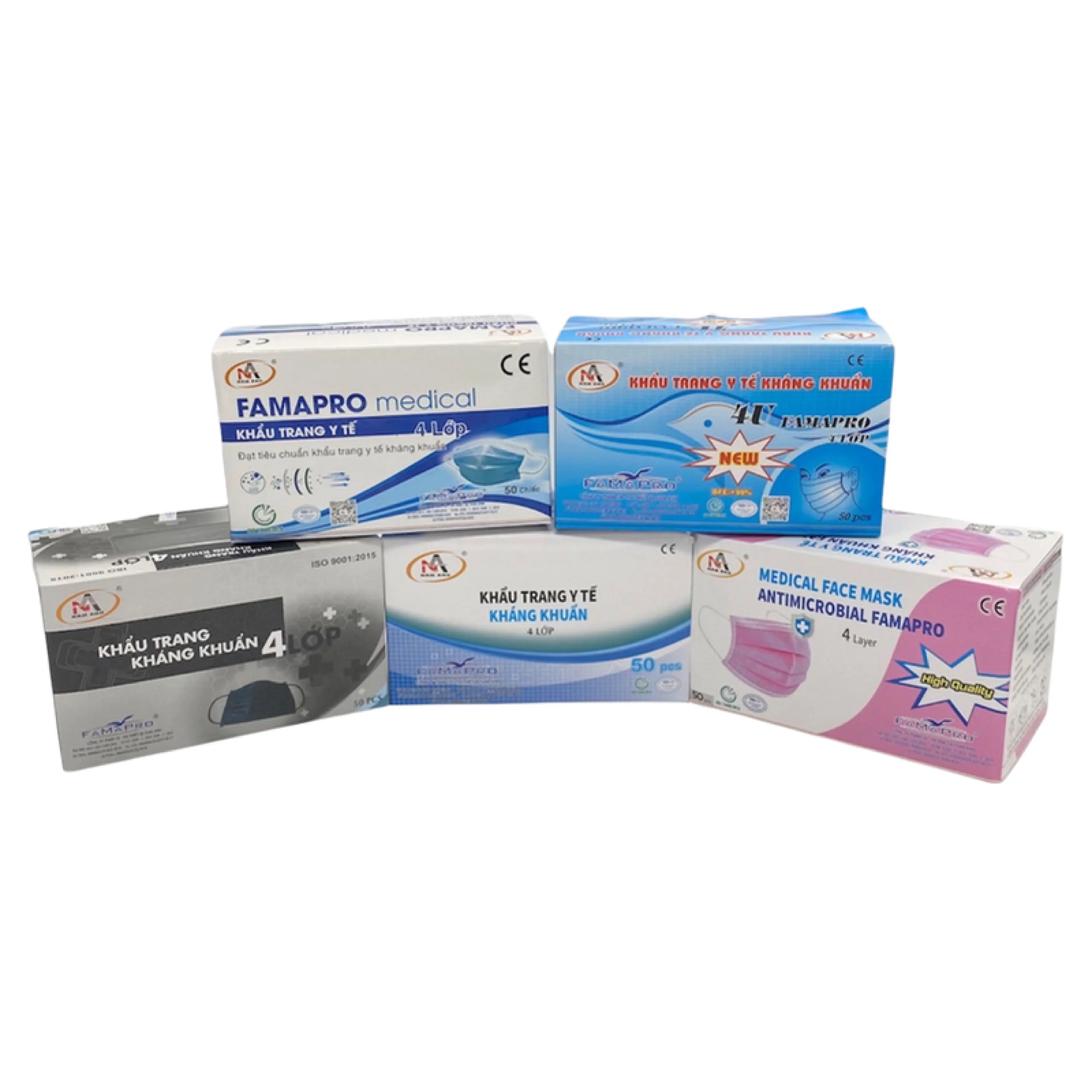 หน้ากากอนามัย Famapro 4U (มี 3 สี) 1 ลังมี 50 กล่อง 1 กล่องมี 50 ชิ้น 1ชิ้น มี 4 ชั้น