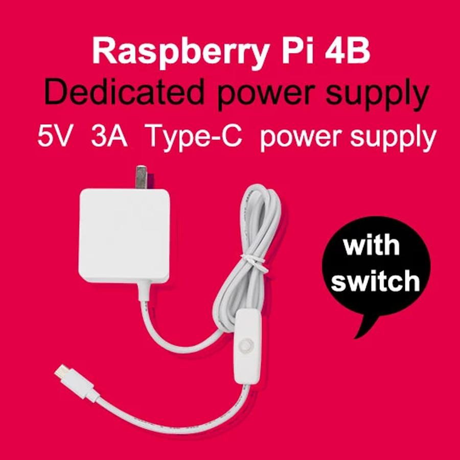 Power Adapter for Raspberry Pi 4 High Quality  with switch button