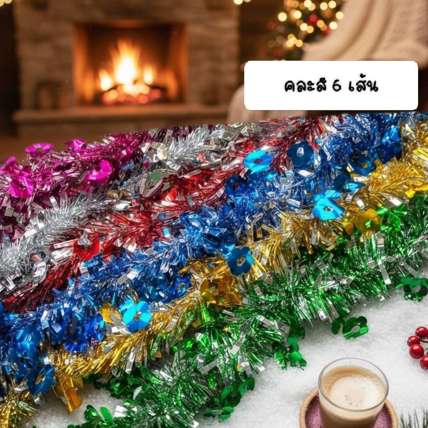 Whole Pack of Assorted Colored Rainbow Ribbons, 6 Strands, Rainbow Christmas Tree Decoration, Length 3 Meters./Strand No.3620 ราคา 89 บาท*ส่งฟรี