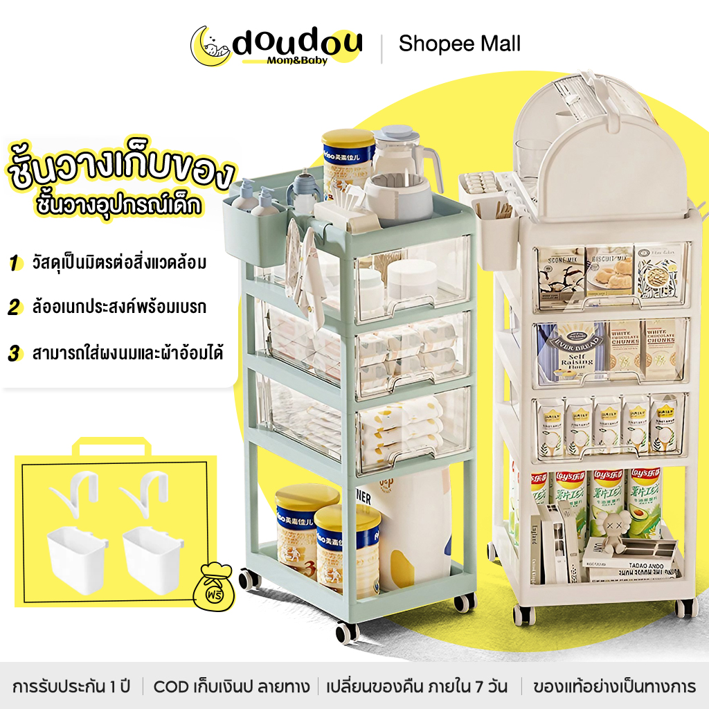 Doudou, Children's Daily Necessities Storage Shelves, Carts, Movable Multi-Layer Storage Drawers ราคา 1,739 บาท*ส่งฟรี