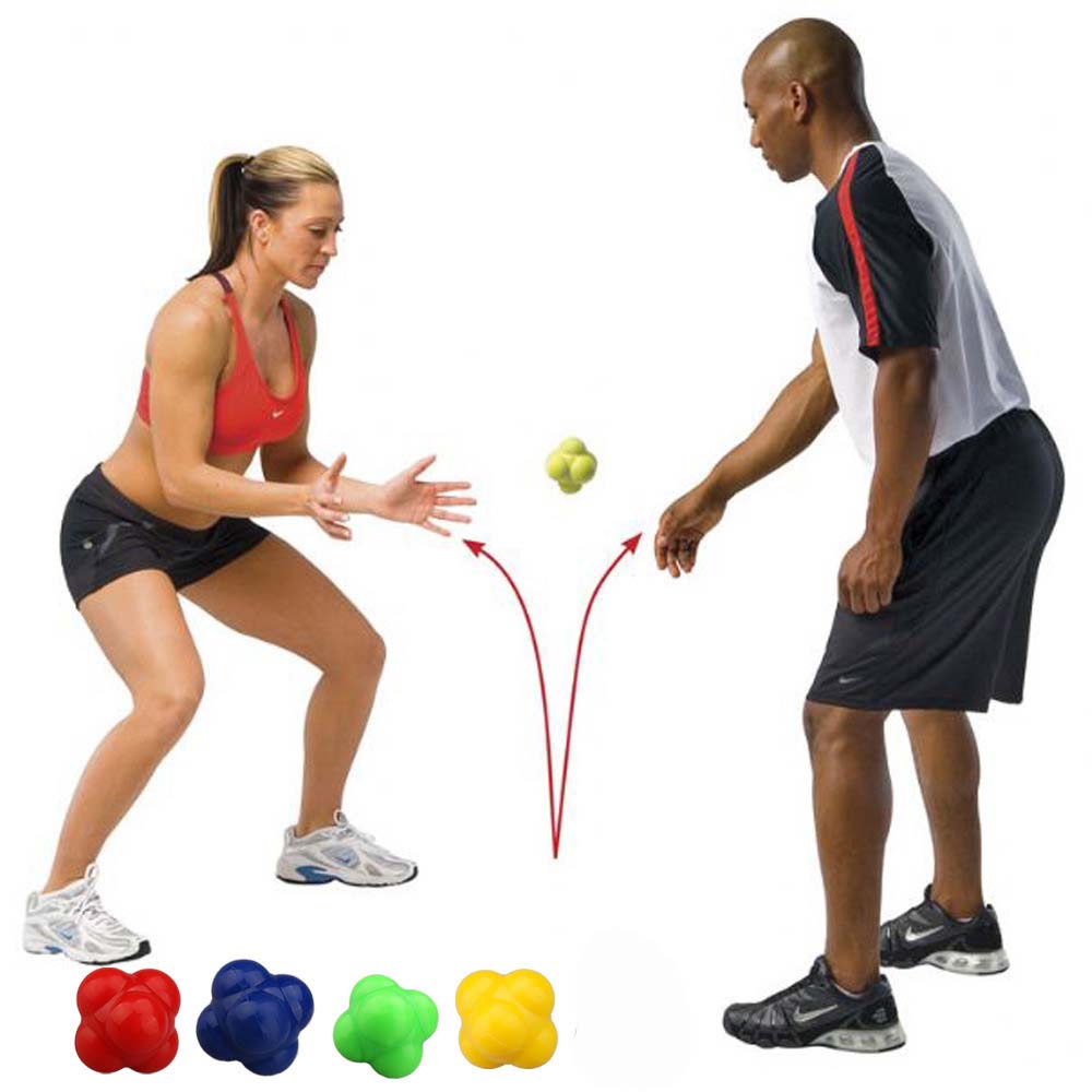 HADLEY ในร่มกีฬากีฬาฟิตเนส Skill การฝึกอบรมความเร็วซิลิโคน Reaction Ball ลูกบอลออกกำลังกายการฝึกอบรมบอลหกเหลี่ยม