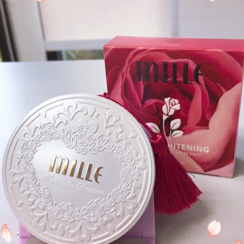Mille Super Whitening Gold Rose Pact SPF48 PA++ มิลเล่แป้งผสมรองพื้นสูตรไวท์เทนนิ่ง ราคา 499 บาท*ส่งฟรี