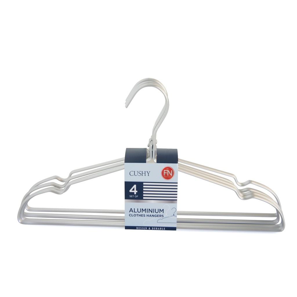 CUSHY ไม้แขวนเสื้อ อลูมิเนียมเคลือบเนื้อเมทอย่างดี แบบหยัก แข็งแรง น้ำหนักเบา ทนทาน 4 ชิ้น ราคา 202 บาท*ส่งฟรี