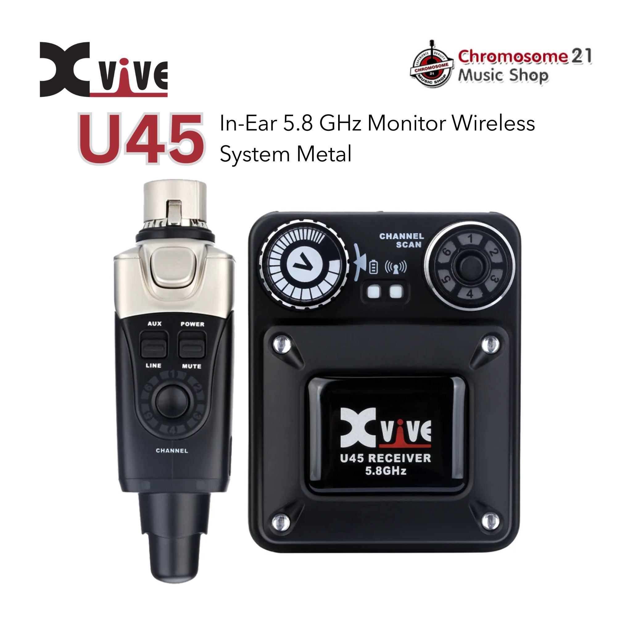 อุปกรณ์เครื่องเสียงและหูฟัง XVIVE Wireless In-Ear Monitor U45 ระบบจอภาพอินเอียร์ไร้สายดิจิตอล 5.8Ghz ราคา 11,200 บาท*ส่งฟรี