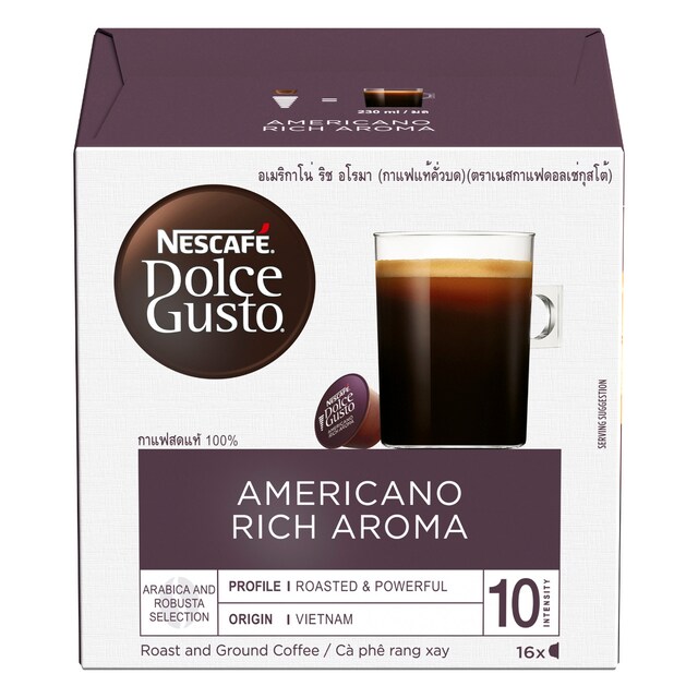 Nescafe Dolce Gusto Americano Rich Aroma 16 cap กาแฟแคปซูล อเมริกาโน่ ริซ อโรม่า ตราเนสกาแฟ ดอลเช่กุสโต้ 16 แคปซูล ราคา 239 บาท*ส่งฟรี