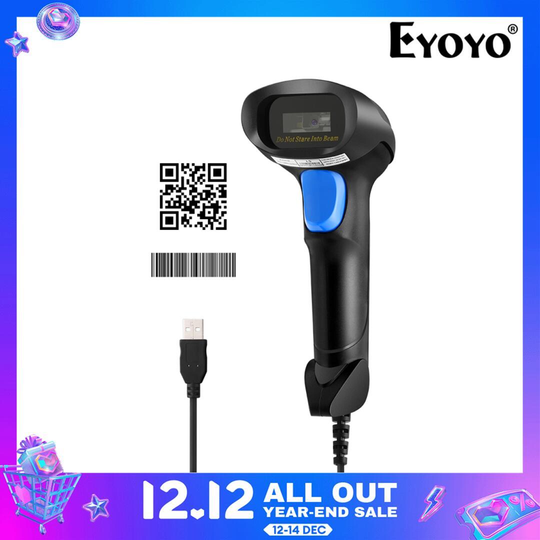 【 2-3 วันส่งมอบ】Eyoyoสาย 1D QR 2Dเครื่องสแกนบาร์โค้ด,มือถือUSBสายบาร์โค้ดอ่านCCD PDF417 ข้อมูลเมทริกซ์บาร์โค้ดภาพสแกนอัตโนมัติเข้ากันได้กับWindows Xp/8/10 Mac OS Linux