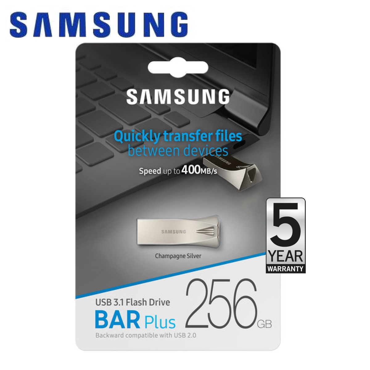 Samsung 256GB BAR Plus USB3.1 Flash Drive (400MB/s) ราคา 1,299 บาท*ส่งฟรี