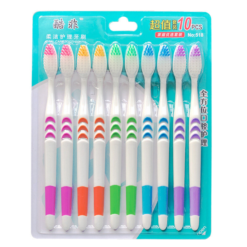 ชุดแปรงสีฟันถ่านไม้ไผ่ขนนุ่ม 10 ชิ้น (toothbrush 10)แปรงสีฟันขนนุ่ม เรียวแหลม 0.01 วัสดุขนแรงคุณภาพเกรดพรีเมี่ยม PBT